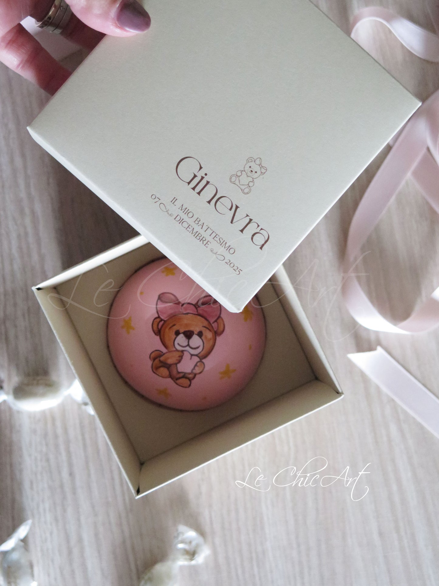 Set of 10 large 7x8cm balloon favors, hand-painted with a phrase and little flowers