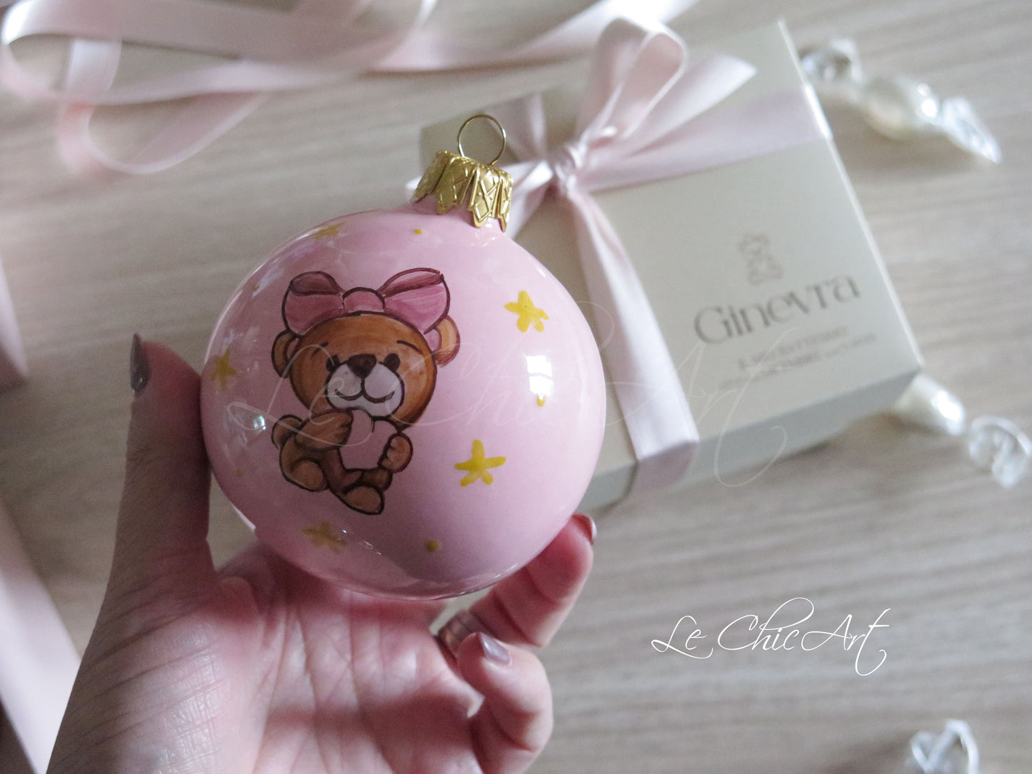 Set of 10 large 7x8cm balloon favors, hand-painted with a phrase and little flowers