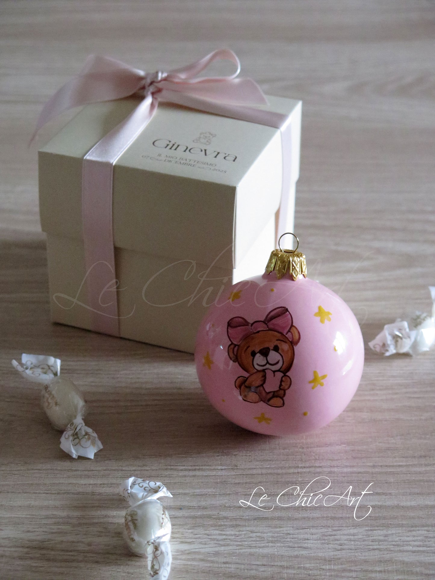 Set of 10 large 7x8cm balloon favors, hand-painted with a phrase and little flowers