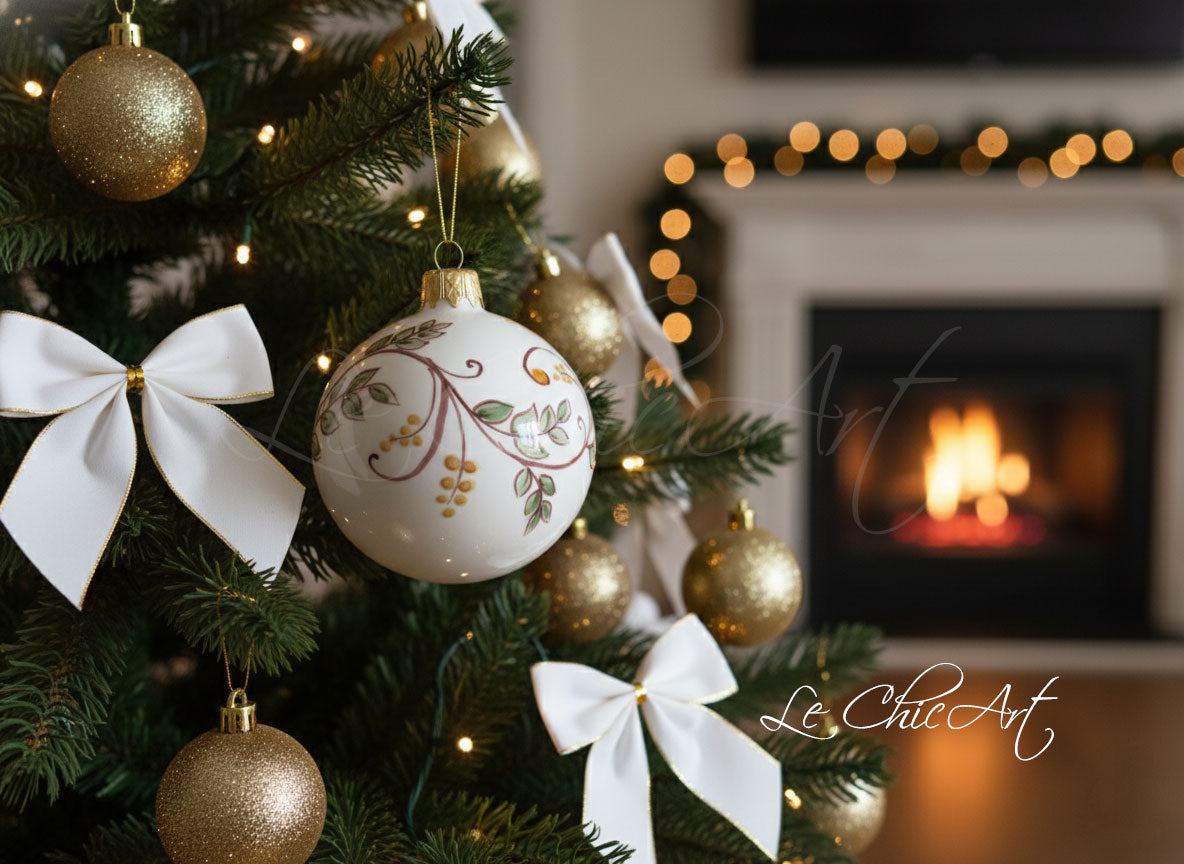 Bomboniera matrimonio palla ceramica bianca decorazione floreale dipinta a mano chiffon verde salvia artigianato italiano luxury wedding favors