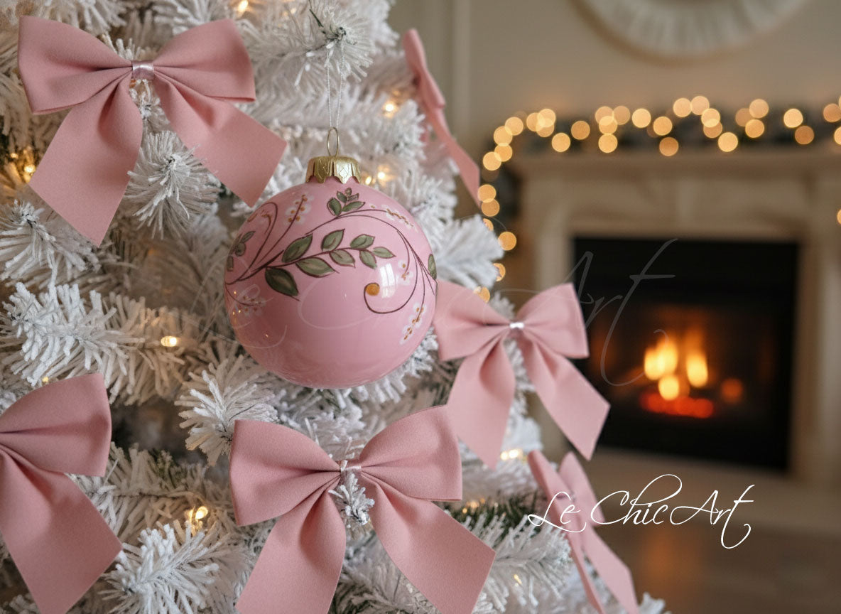 Bomboniera matrimonio palla ceramica rosa cipria decorazione floreale dipinta a mano artigianato italiano luxury wedding favors