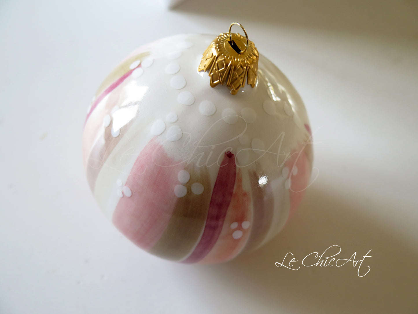 Bomboniera ceramica sfumature rosa cipria artistica matrimonio - Palla dipinta a mano battesimo comunione personalizzata Ø8,5cm scatola artigianale