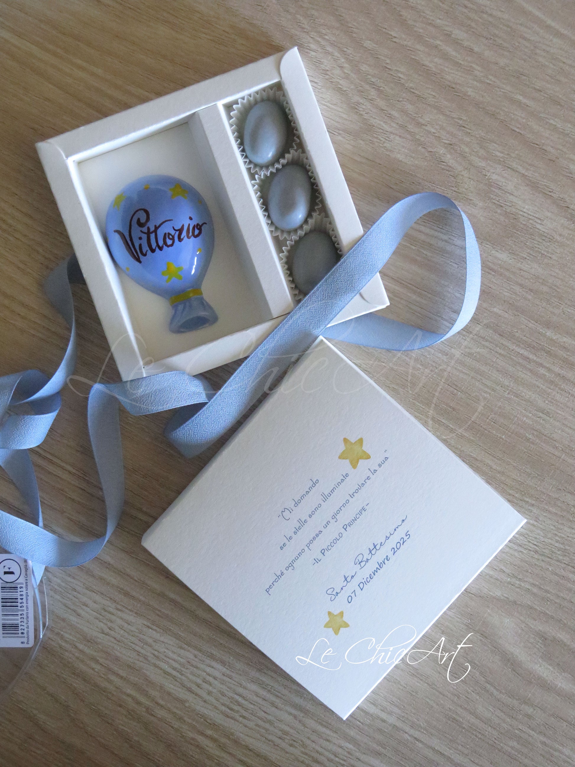 Bomboniera artigianale magnete palloncino tema Piccolo Principe 7x4x2cm carta da zucchero - Confezione premium con confetti Le ChicArt Lab
