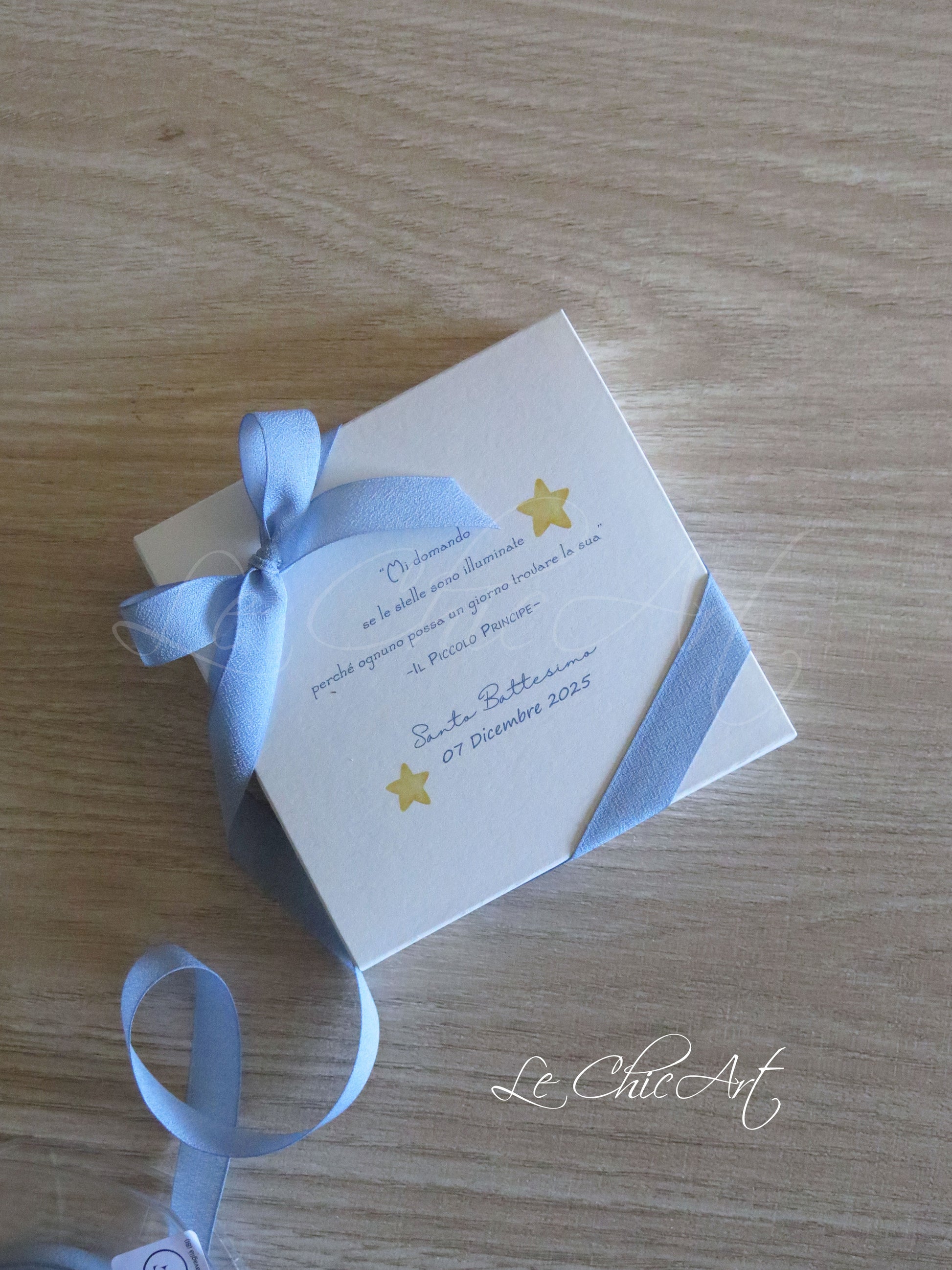 Magnete palloncino Piccolo Principe carta da zucchero con stelle - Bomboniera completa confetti Maxtris azzurro polvere inclusi Le ChicArt Lab
