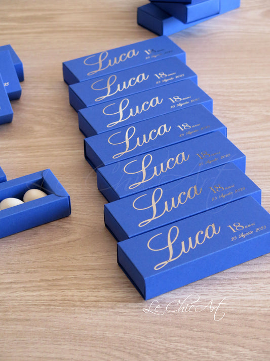 Set 20 Scatole Porta Confetti Eleganti a Sfilo 18 anni Blu Elettrico Lucido