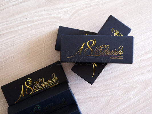 Set 20 Scatole Porta Confetti a Sfilo 18 anni Black&Rose Gold - Nero&Oro Rosa Lucido
