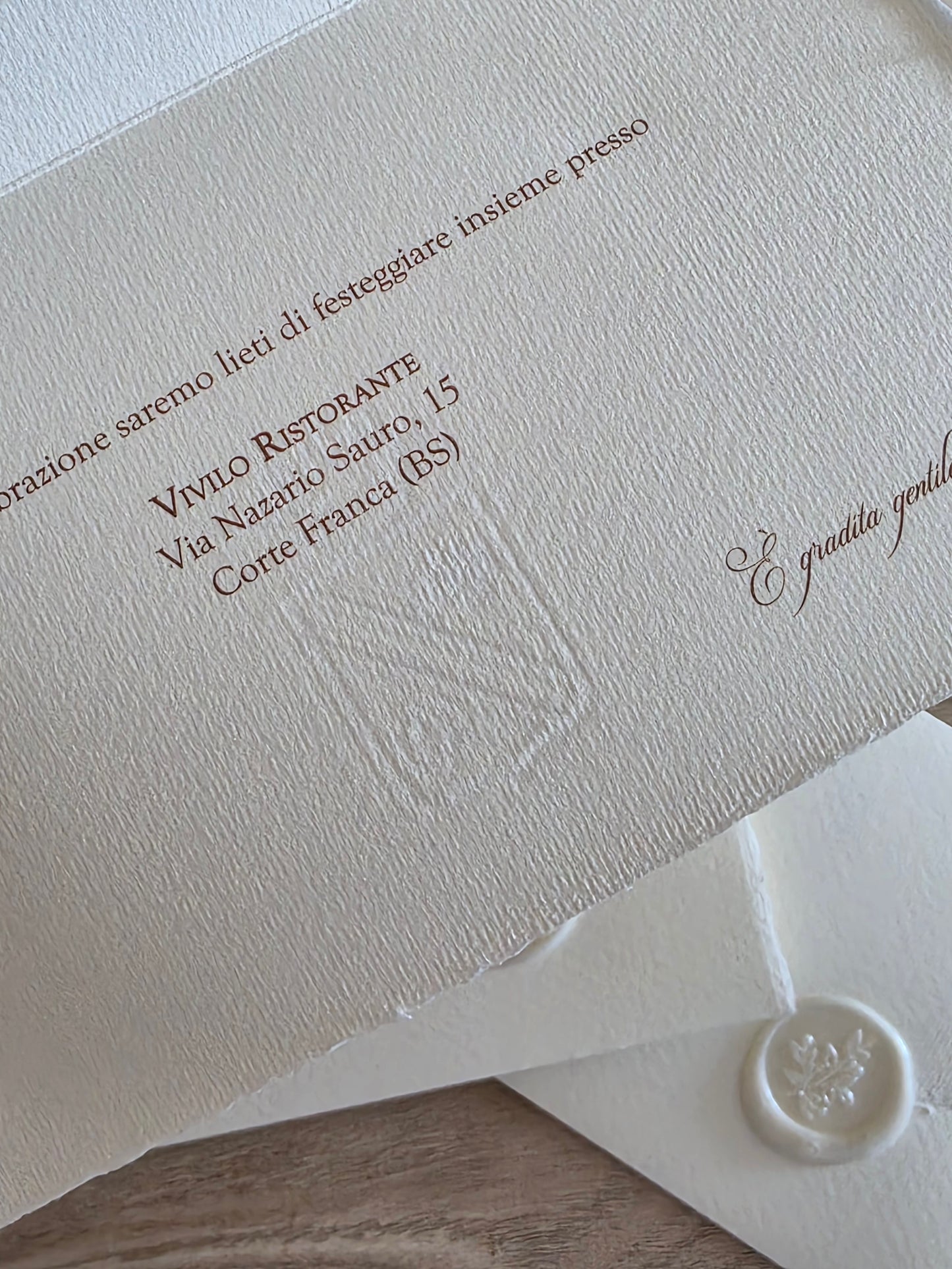 Set 10 Partecipazioni Matrimonio Carta Amalfi - Ceralacca Floreale Artigianale