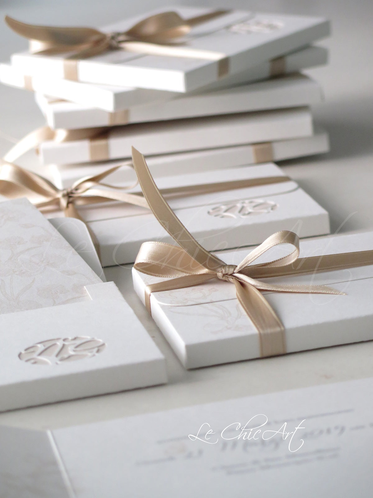 Set completo partecipazioni matrimonio pocket tortora con intaglio laser personalizzato