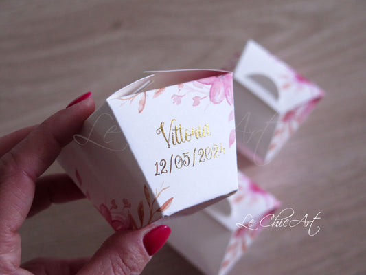 Candy box rose rosa fucsia oro lucido prima comunione 6x4cm luxury