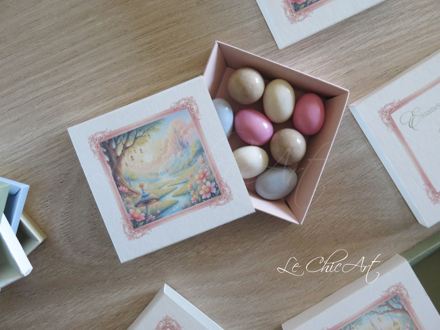 Set of 10 7x2cm ceramic balloon favors with magnets - powder pink