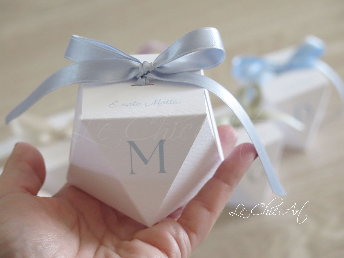  Scatoline portaconfetti diamante nascita colori pastello mix rosa cipria azzurro polvere verde salvia malva avorio segnaposto battesimo