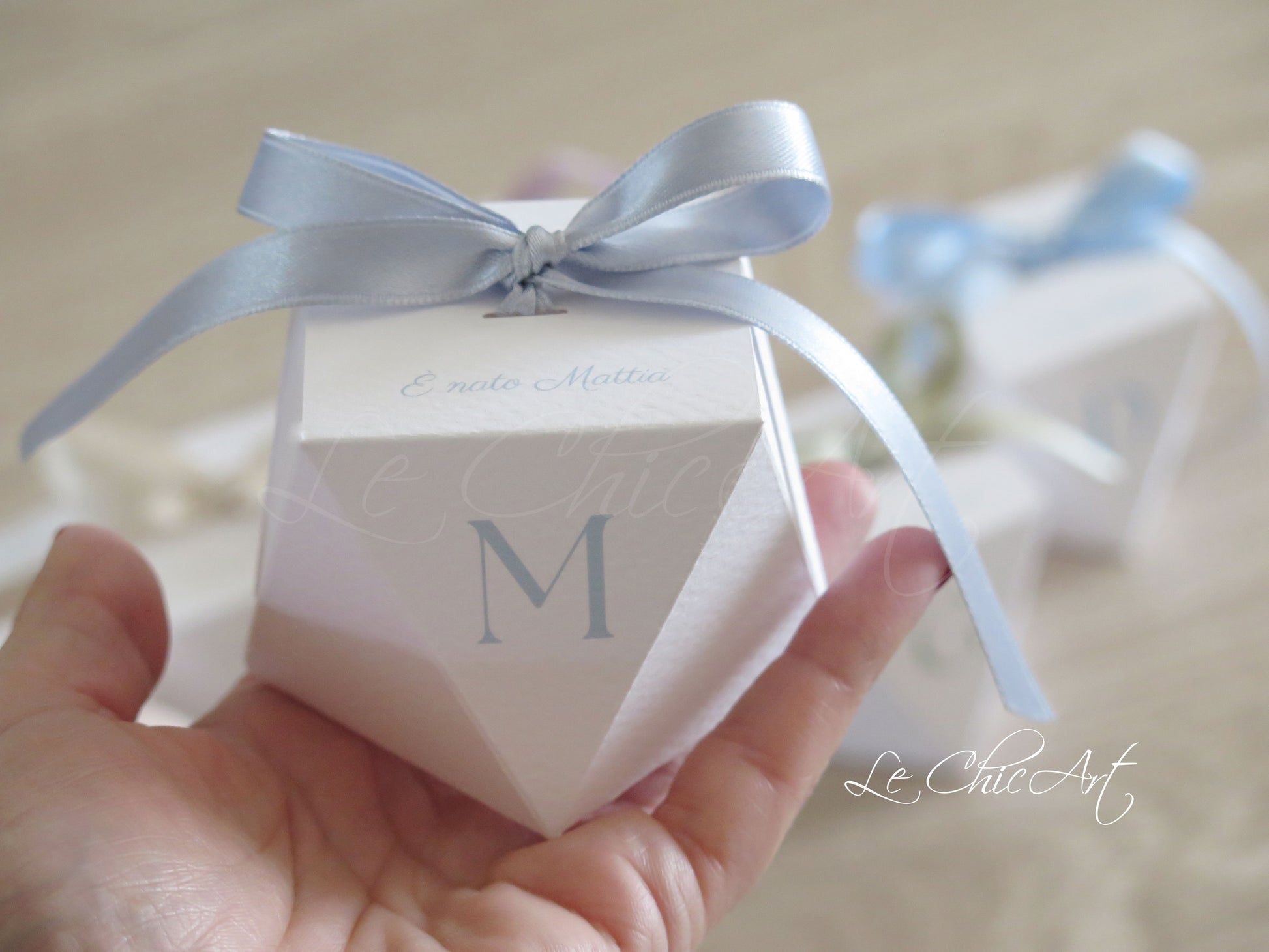  Scatoline portaconfetti diamante nascita colori pastello mix rosa cipria azzurro polvere verde salvia malva avorio segnaposto battesimo