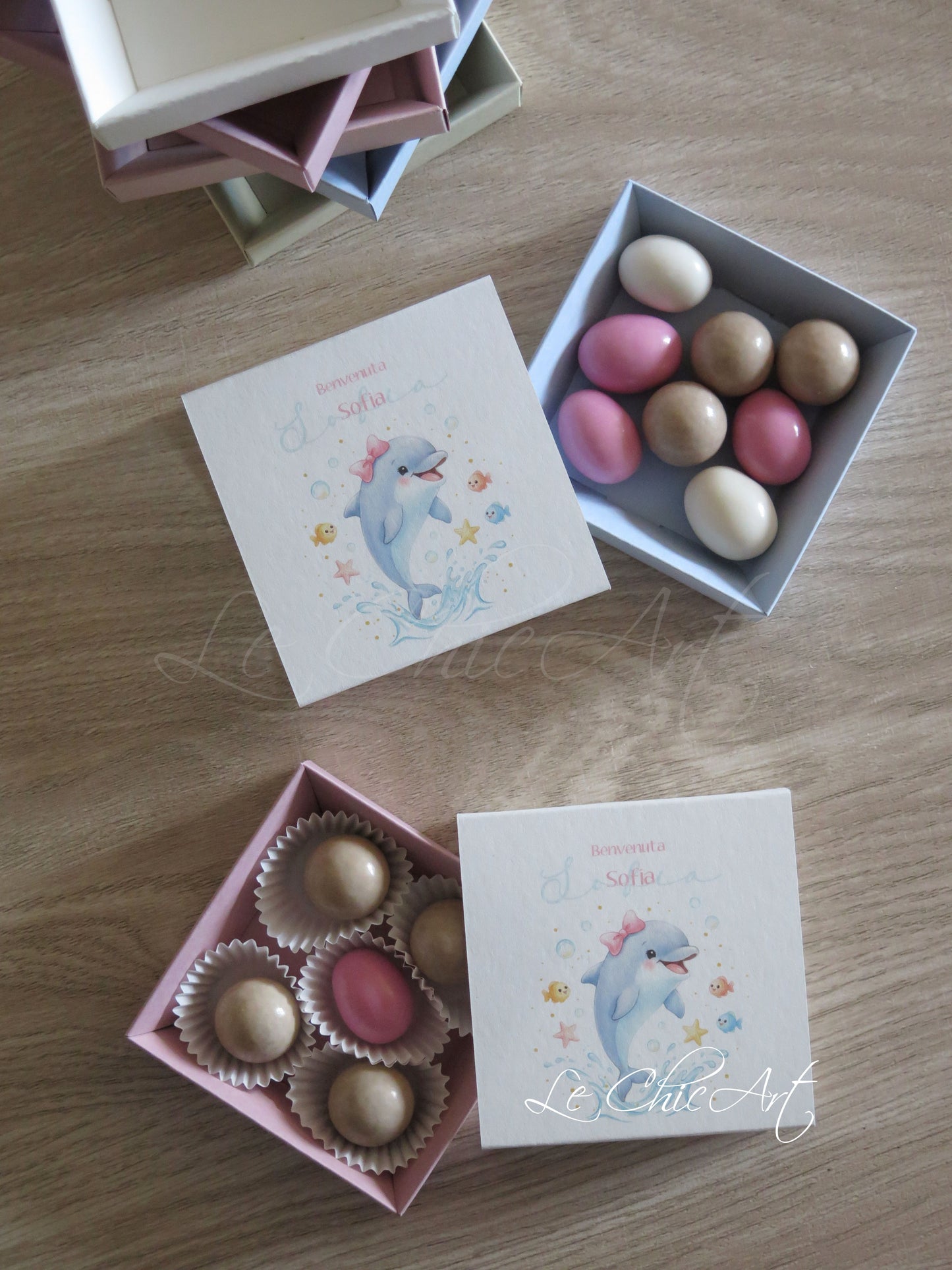 Set of 10 7x2cm ceramic balloon favors with magnets - powder pink