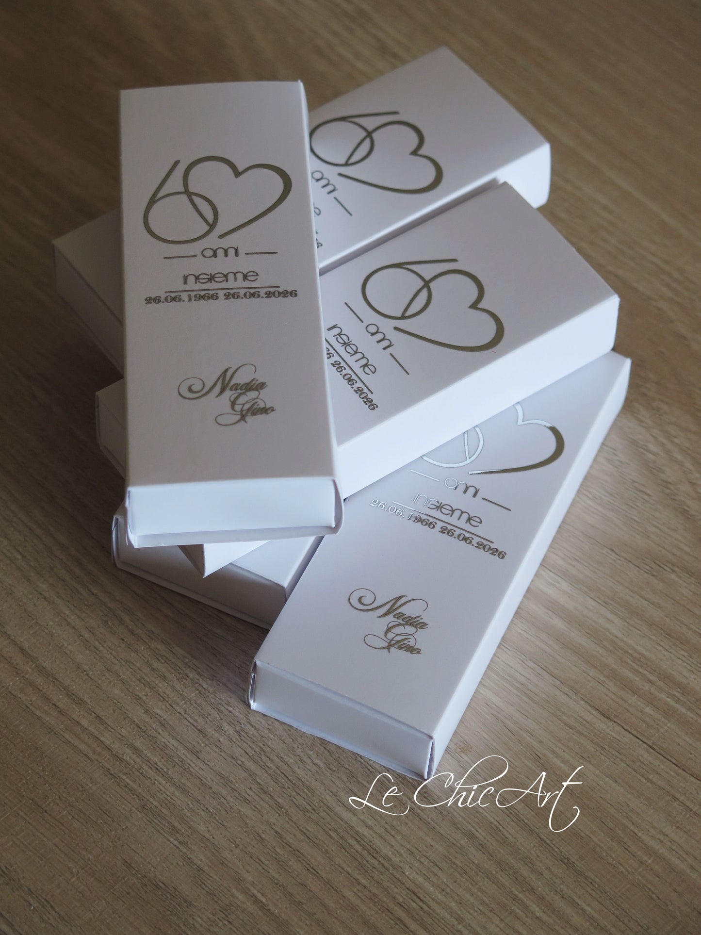 Set 20 Scatoline Portaconfetti 60° Anniversario Nozze di Diamante | 12x4x2cm Personalizzate