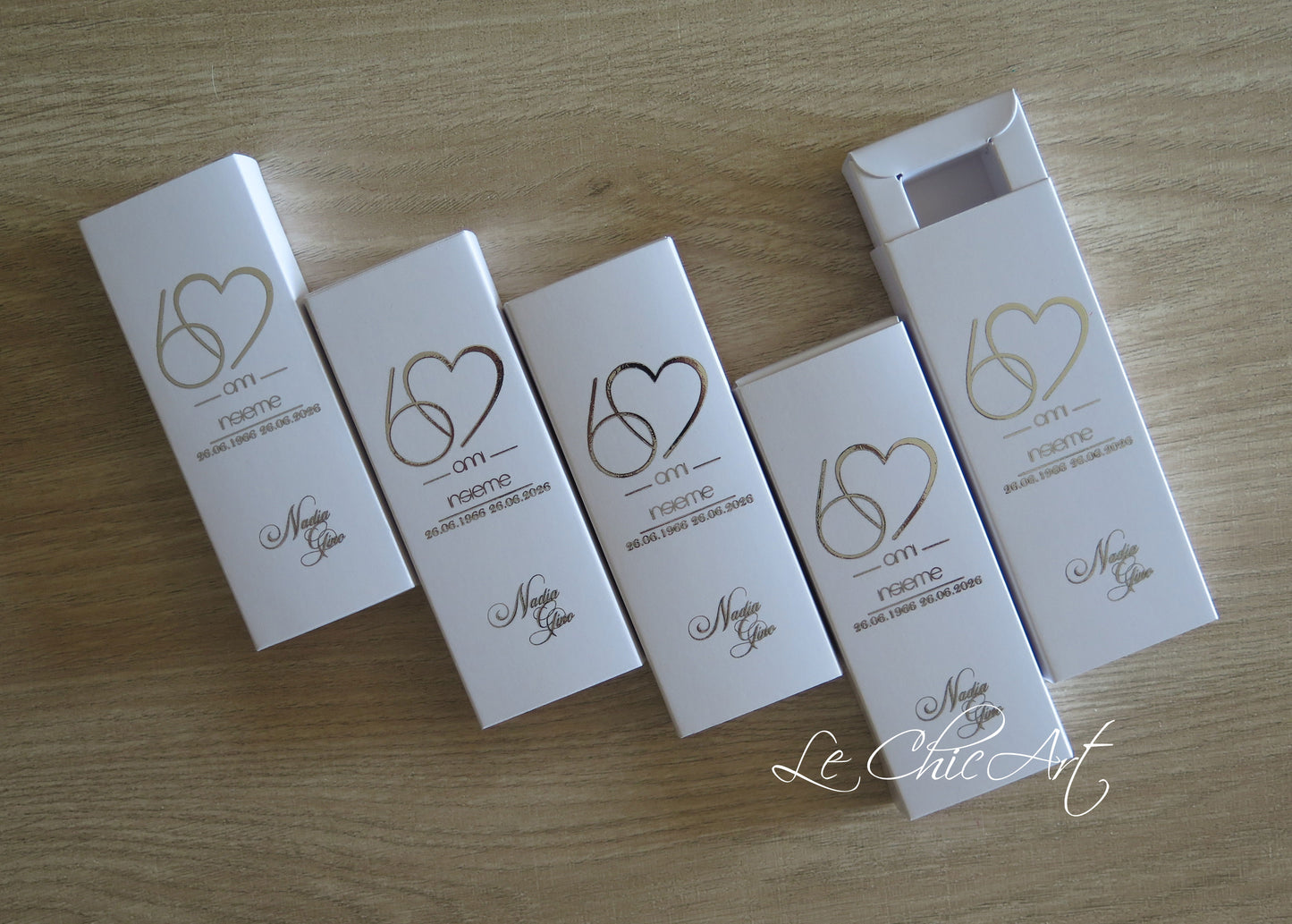 Set 20 Scatoline Portaconfetti 60° Anniversario Nozze di Diamante | 12x4x2cm Personalizzate