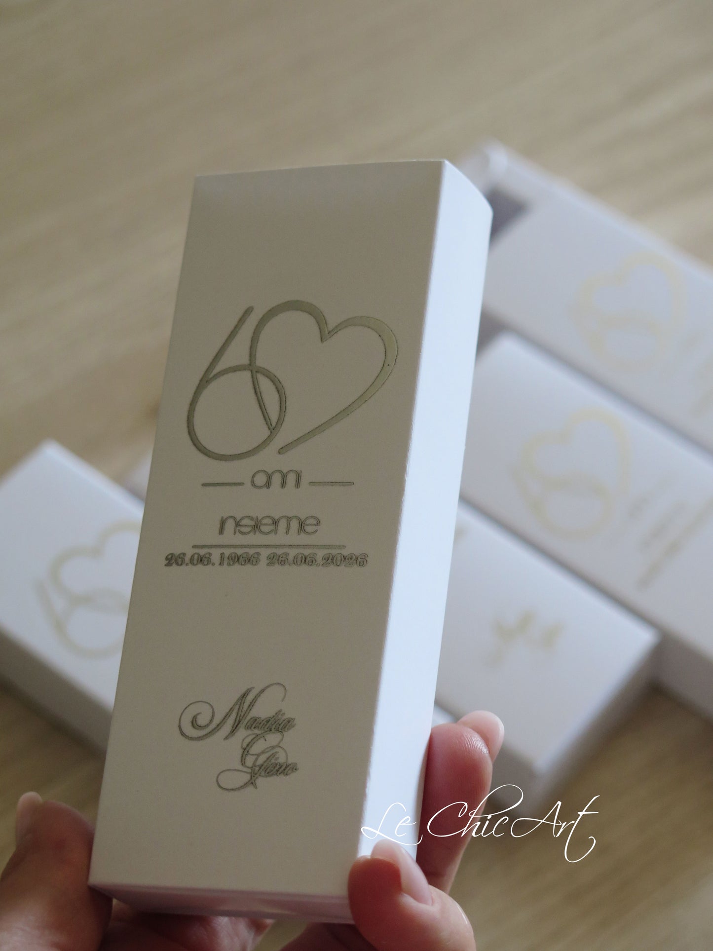 Set 20 Scatoline Portaconfetti 60° Anniversario Nozze di Diamante | 12x4x2cm Personalizzate