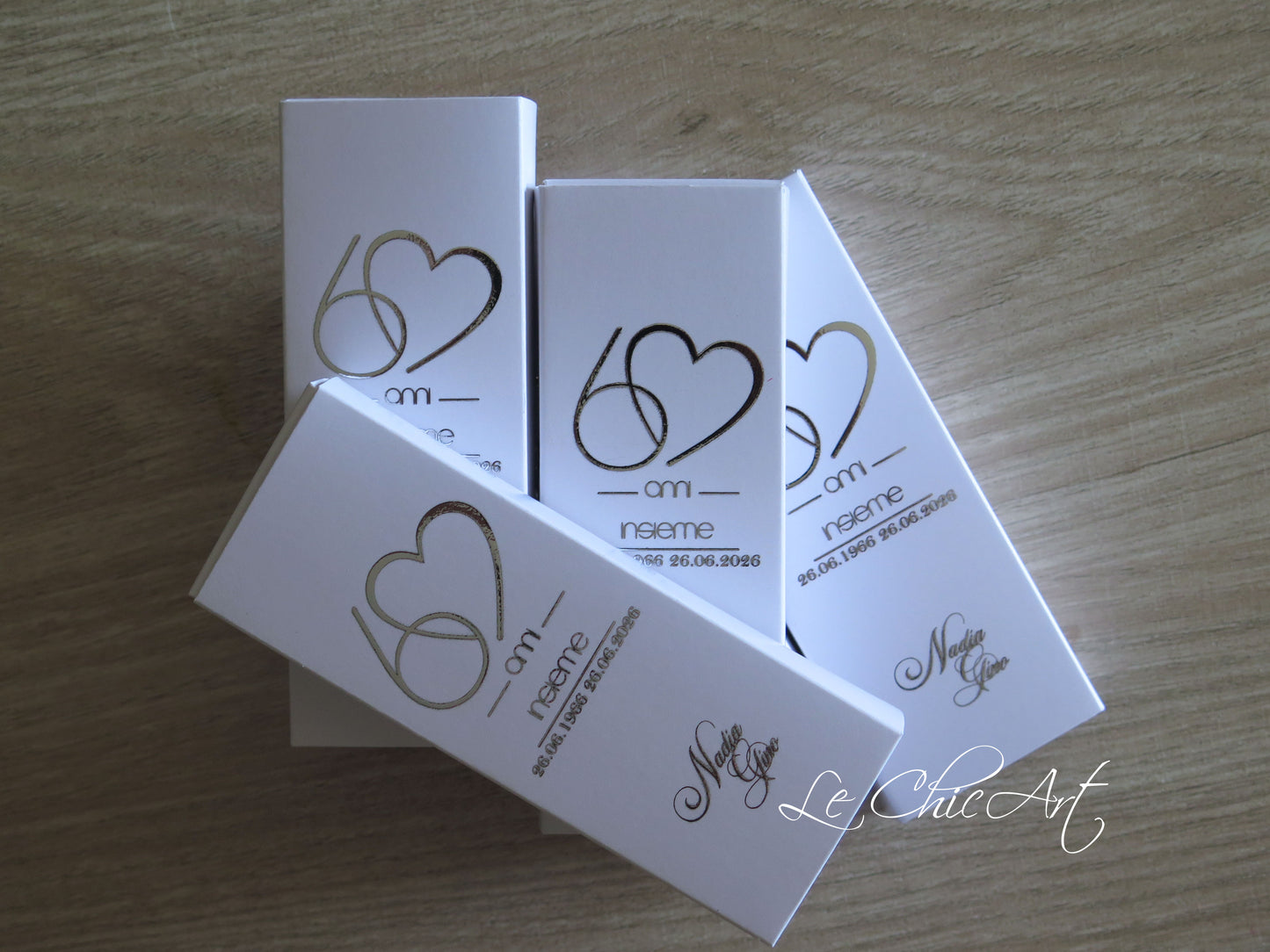 Set 20 Scatoline Portaconfetti 60° Anniversario Nozze di Diamante | 12x4x2cm Personalizzate