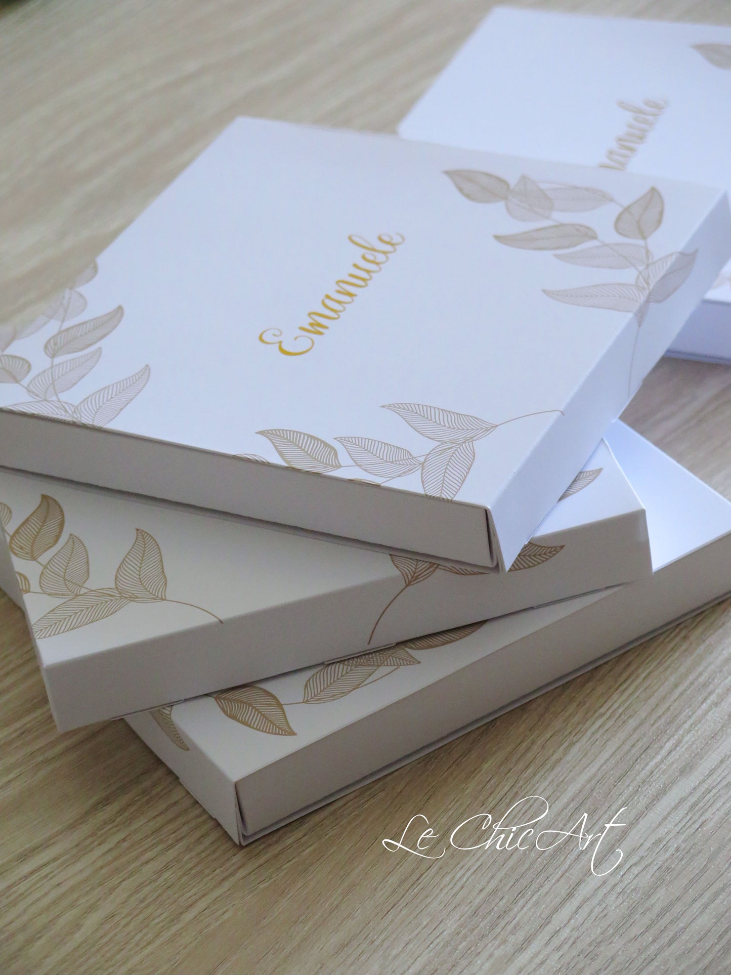 Set of 10 tasting boxes with 6 compartments, Little Prince, eucalyptus or blue leaves